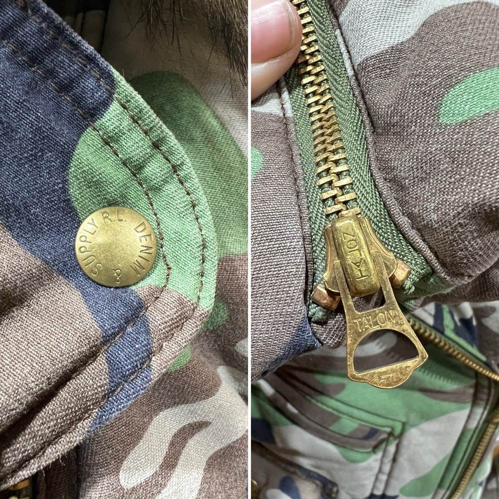 Denim & Supply Ralph Lauren Camo Moto Jacket w/ Faux Fur Collar Deadstock Size M - Picture 13 of 16